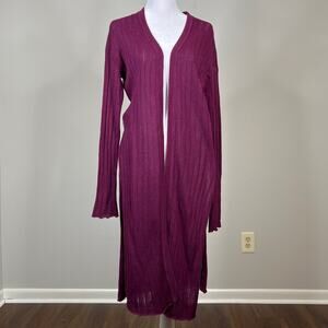Free People Ribby Ribbed Sweater Burgandy Large 55% Linen